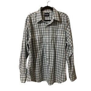 Wrangler Men's Long Sleeve Blue White Plaid Western Pearl Button Shirt Sz XL